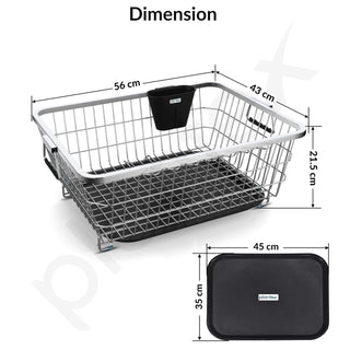 Plantex Stainless Steel Dish Drainer Basket for Kitchen Utensils/Dish Drying Rack with Drainer/Plate Stand/Bartan Basket (Size-56 x 43 x 22 cm)