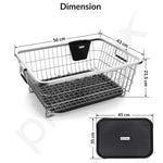 Plantex Stainless Steel Dish Drainer Basket For Kitchen Utensils/Dish Drying Rack With Drainer/Plate Stand/Bartan Basket (Size-56 x 43 x 22 cm)