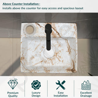 Plantex Wall Mount Washbasin for Bathroom/Designer Ceramic Basin/Rectangle Tabletop Wash Basin/Home/Office (13 x 11.5 x 4.5 Inch)