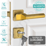 Plantex Mortise Door Lock for Main Door/Premium Handle Lock Set for Home with 3 Years Warranty by Plantex (Brass Antique & Gold)