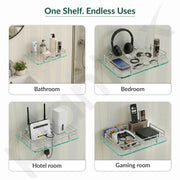 Plantex Glass Setup Box Stand Wall Mounted/Glass Shelf/Wall Shelf Rack/Wall Mount Holder with Wall Brackets (12 X 9 Inch)
