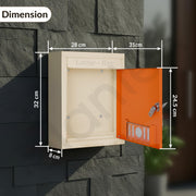 Plantex Letter Box - Mail Box/Post Box/Letter Box for Home gate/Complaint Box/Suggestion Box/Donation Box with Key Lock (Orange & Ivory) - Wall Mount A4 Size