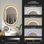 Plantex LED Bathroom Mirror with 3 Tone/Designer Mirror for Living Room/Bedroom/Dressing Room - Capsule Shape (HM-002, 18 X 24 Inch)