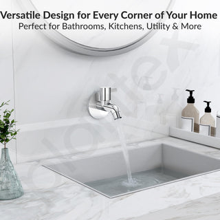 Plantex Pure Brass ICO-901 Water Tap for Bathroom with Water-Saving Technology Tap/Wall Mount Bib Tap with Wall Flange & Teflon Tape-7 Year Warranty(Chrome Finish)