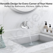 Plantex Pure Brass ICO-901 Water Tap for Bathroom with Water-Saving Technology Tap/Wall Mount Bib Tap with Wall Flange & Teflon Tape-7 Year Warranty(Chrome Finish)