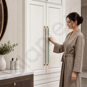 Plantex Aluminium Cabinet Handle/600mm Wardrobe Handle for Home/Cupboard Door Pull-Push Handles for Office - Pack of 2 (Green & Gold)