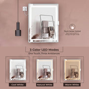 Plantex LED Mirror Cabinet for Bathroom/ABS Storage Cabinet/Mirror Cabinet for Wall/Mirror with Storage for Bathroom - 18x14 Inch (CAB-118, White)