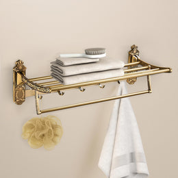 Plantex Antique Aluminum Foldable Towel Rack for Bathroom/Towel Holder in Bathroom/Folding Towel Stand/Hanger/Bathroom Accessories (24 Inch)