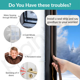 Plantex Window Seal Tape for Perimeter/Door Strip/DIY 3M Self Adhesive/Soundproof & Weatherproof Strip - Pack of 2 (D Shape, 18Feet, Brown)