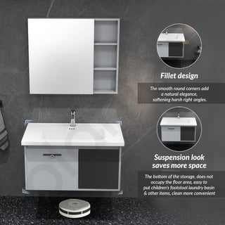 Plantex Unbreakable Plywood Vanity Set for Bathroom/Undermount Wash Basin with Cabinet Full Set/Bathroom Organizer with Mirror, Coupling & Cabinet (NZBC-11)