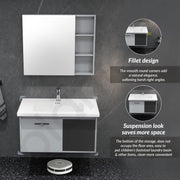 Plantex Unbreakable Plywood Vanity Set for Bathroom/Undermount Wash Basin with Cabinet Full Set/Bathroom Organizer with Mirror, Coupling & Cabinet (NZBC-11)