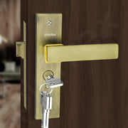 Plantex Main Door Lock/Mortise Locks for Door/6-Lever Lock Mechanism with 3 Years of Warranty - Robust Door Locks for Home with Brass Lock Body & Cylinder(8116 - Brass Antique & PVD Gold)