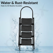 Plantex Hercules Pro 4-Step Foldable Ladder for Home with 150 kg Load Capacity/Heavy-Duty Steel Ladder/Anti-Slip Wide Step/Strong, Stable & Multi-Purpose (Black)