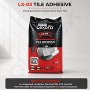Plantex Lexora Tile Adhesive for Terracotta/Ceramic & Quarry Tiles/Polymer Modified Cement Adhesive for Floor & Wall Tiles Fixing/ Kitchen & Bathroom  Use - 20kg (LX-03, Grey)