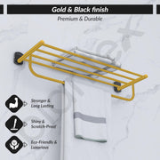 Plantex 304 Grade Stainless Steel 24 inch Towel Rack/Towel Stand/Towel Holder for Bathroom/Towel Hanger for Bathroom/Bathroom Accessories - Parv (Gold & Black)