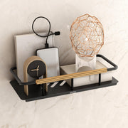 Plantex Self Adhesive Bathroom Shelf/Stainless Steel Bathroom Shelf Rack/Wall Shelf for Bathroom/Bathroom Organiser without Drill/Bathroom Accessories Set- Pack of 1 (12x5 inches, Gold & Black)
