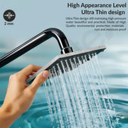 Plantex Stainless Steel Overhead Shower 6 x 6 inch with Water-Saving Technology/High pressure Rain Shower Head without Arm/Bathroom Shower -(Sandwich-PVD Black)