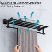 Plantex 304 Garde Stainless Steel 24 inch Towel Hanger for Bathroom/Towel Rod/Bar/Towel Stand/Bathroom Accessories - Darcy (Black)