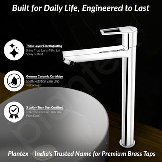 Plantex Pillar Cocke for Basin with Teflon Tape/Pure Brass Tap for Wash Basin with 7 Year Warranty - (3221, Chrome)