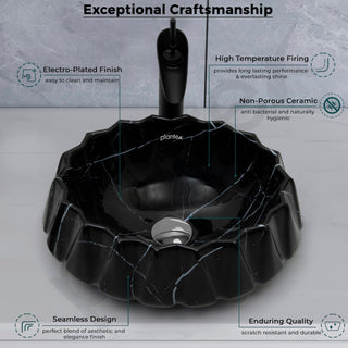 Plantex Ceramic Basin for Bathroom/Table Top Wash Basin/Washbasin for Living Room/Restaurant (Marble Finish, 17 x 15 x 6 Inch)