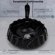 Plantex Ceramic Basin for Bathroom/Table Top Wash Basin/Washbasin for Living Room/Restaurant (Marble Finish, 17 x 15 x 6 Inch)
