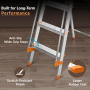 Plantex Secura 8 Step Aluminium Ladder for Home/Foldable Ladder with Safe Hand Rails/5 Year Manufacturer Warranty(Orange-Silver)