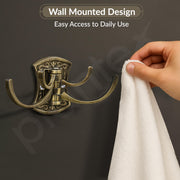 Plantex Zinc Robe Hook for Bathroom/Clothes Hanger for Wall/Kitchen Cloth Hanger/Bathroom Accessories - (Brass Antique)