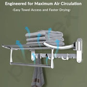 Plantex Folding Towel Rack for Bathroom/18 Inch Stainless Steel Towel Hanger/Towel Stand/Towel Rod/Bathroom Accessories - Pack of 3 (Chrome)