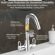 Plantex Mixer Tap for Bathroom/Wash Basin Tap Hot and Cold/Bathroom Accessories/Water Tap/Sink Tap for Wash Basin - (Flip, Chrome)