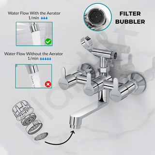 Plantex Telephonic Brass Wall Mixer for Bathroom 2 in 1/Spout Mixer Tap/Hand Shower/Mixer Tap for Bathroom with 7-Year Manufacturer's Warranty-(Flo-817 Chrome)