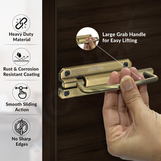 Plantex Door Stopper/5 Inch Baby Latch Kadi/Door Latch for Bathroom/Door Lock for Home/Office Doors - Pack of 3 (Brass Antique)