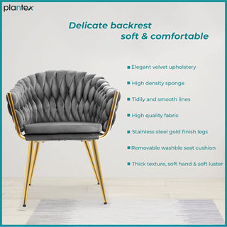 Plantex Morden Peradox Chair with Sitting Cushion for Home/Peradox Chair with PVD Gold Leg for Cafe/Restaurant/Office/Living Room/Bed Room (APS-1042-Grey & PVD Gold)