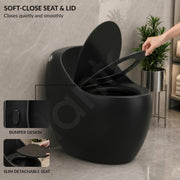 Plantex Imported Commode for Toilet/Rimless Siphonic Vacuum Jet Flush Western Commode/Floor Mounted Western Toilet with Soft Closing Toilet Seat - (Black Matt)
