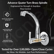 Plantex Pure Brass Kitchen Taps for Home Sink/Tap for Kitchen Basin with 360Ãƒâ€šÃ‚Â° Swivel Spout and Water Saving Aerator/Water Tap with Brass Wall Flange-7 Year Warranty (AQ-1410- Chrome)