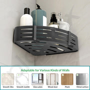 Plantex Corner Shelf for Bathroom Wall/Self Adhesive Bathroom Shelf Rack/Bathrooms Organiser Without Drill/Side Corner Shelf with Removable Hooks -(9 x 9 inches, Matt Grey)