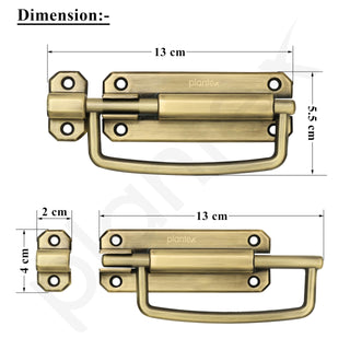 Plantex Door Stopper/5 Inch Baby Latch Kadi/Door Latch for Bathroom/Door Lock for Home/Office Doors - Pack of 4 (Brass Antique)