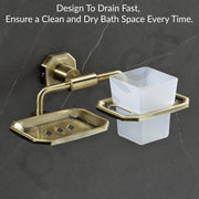 Plantex 304 Grade Stainless Steel 2in1 Soap Dish with Tumbler Holder/Soap Stand/Tooth Brush Holder/Bathroom Accessories - Nipron (Brass Antique)