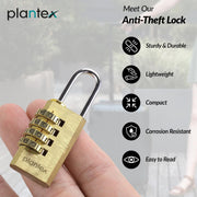Plantex 4-Digit Code Combination Brass Locks/Number Lock/Portable Luggage Lock/Travel Lock for Briefcase/Laptop Bags - Pack of 1 (Small, Brass Antique)
