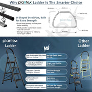 Plantex Steel Ladder for Home/Strong Foldable Wide 4 Step Ladder/Anti-Skid 4 Step Ladder - (Apex - Black)