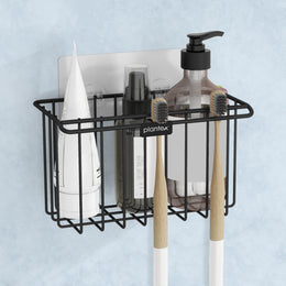 Plantex Self Adhesive Shelf/Wall Mounted Storage Shelf/Rack/Toothbrush Holder with Kitchen Napkin Holder/Shelf for Bathroom
