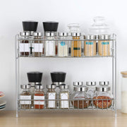 Plantex 2-Tier Stainless Steel Rack For Kitchen/Kitchen Organizer Rack/Countertop Tiered Shelf/Small Jar Organizer (Chrome)