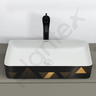 Plantex RectangularTable Top Wash Basin For Bathroom/Designer Ceramic Basin/Countertop Vessel Sink Basin - Indo-European Collection (24 x 14 x 5 Inch)