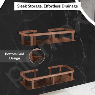 Plantex Stainless 304 Grade Steel Shelf for Bathroom/Kitchen Rack - Bathroom Accessories - Pack of 2 (12X5 Inches-PVD Rose Gold Finish)