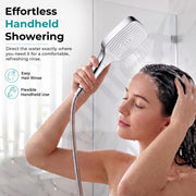Plantex ABS Hand Shower for Bathroom/3 Mode Multifunctional Shower/Rectangle Hand Shower Without Hose Pipe for Home/Hotel - (Chrome & White, H510)