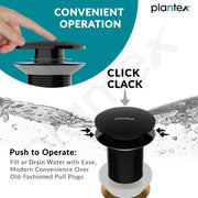 Plantex Pure Brass Waste Coupling for Wash Basin/5 inch Drain Out let System Full Thread Pop up Waste Coupling for Wash Basin (Glossy Black - Pack of 1)