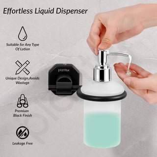 Plantex 304 Grade Stainless Steel Soap Dispenser for Bathroom/Liquid Dispenser for Kitchen/Shampoo Dispenser/Bathroom Accessories - Nipron (Black)
