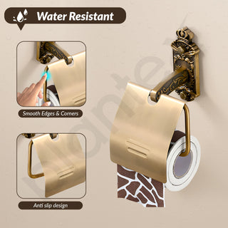 Plantex Antique Aluminum Toilet Paper Holder/Tissue Paper Roll Holder/Toilet Paper Holder Roll Holder for Bathroom Accessories (Brass-Antique)