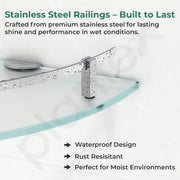 Plantex Premium Glass Corner Shelf for Bathroom/Bathroom Corner Shelf/Kitchen Glass Shelf/Wall Mounted Shelf with Brass Railings and Wall Brackets (9x9 Inches-Pack of 2 - Frosted)