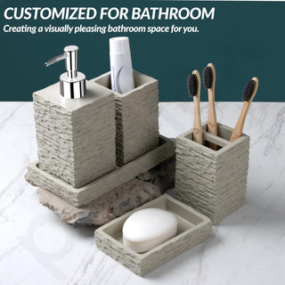 Plantex Polyresin Bathroom Accessories Set Soap Dispenser/Toothbrush Holder/Bathroom Tray/Tumbler Holder/Soap Dish - 5 Piece(923)