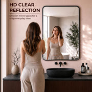 Plantex Aluminium Frame Mirror for Wall/Rectangle Wall Mount Mirror for Bedroom/Dressing Room/Living Room/Entryway - (24x32 Inch-Black)